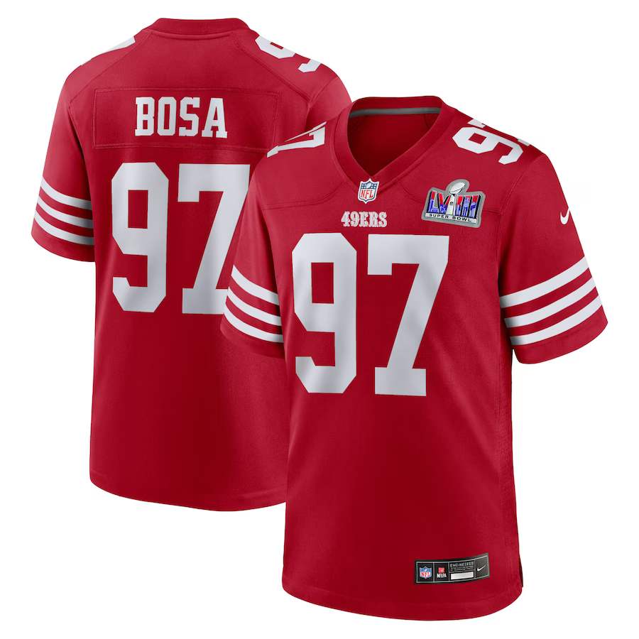 San Francisco 49ers Nick Bosa Nike Super Bowl Patch Game Jersey-Scarlet Red