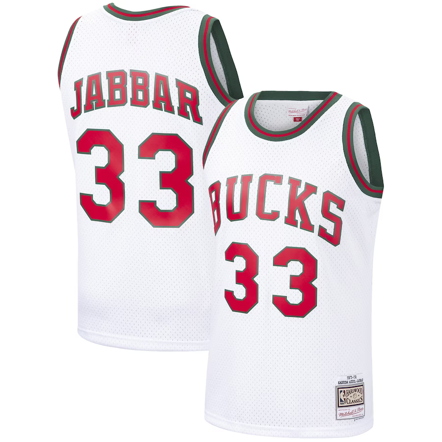 Milwaukee Bucks Kareem Abdul Jabar Mitchell & Ness Swingman Jersey-White
