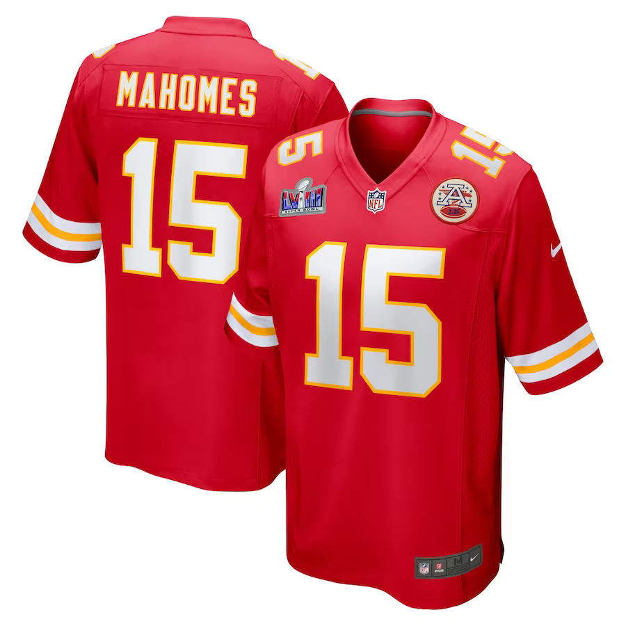 Kansas City Chiefs Patrick Mahomes Super Bowl Patch Game Jersey- Red
