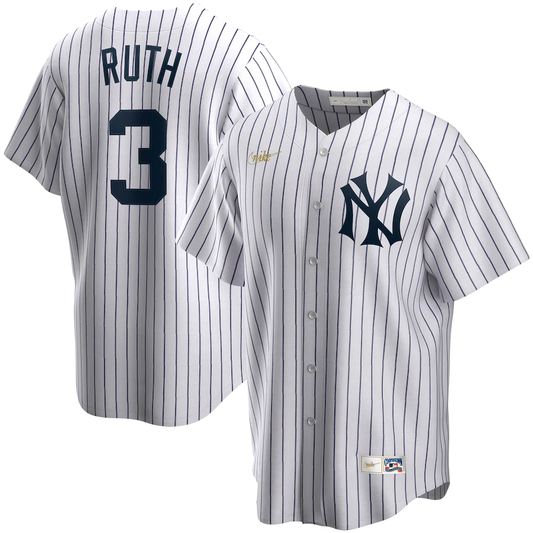 Babe Ruth New York Yankees Nike Cooperstown Collection Jersey - White Pinstripe