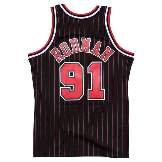 Chicago Bulls Dennis Rodman Mitchell and Ness Jersey - Pinstripe (1995-96)